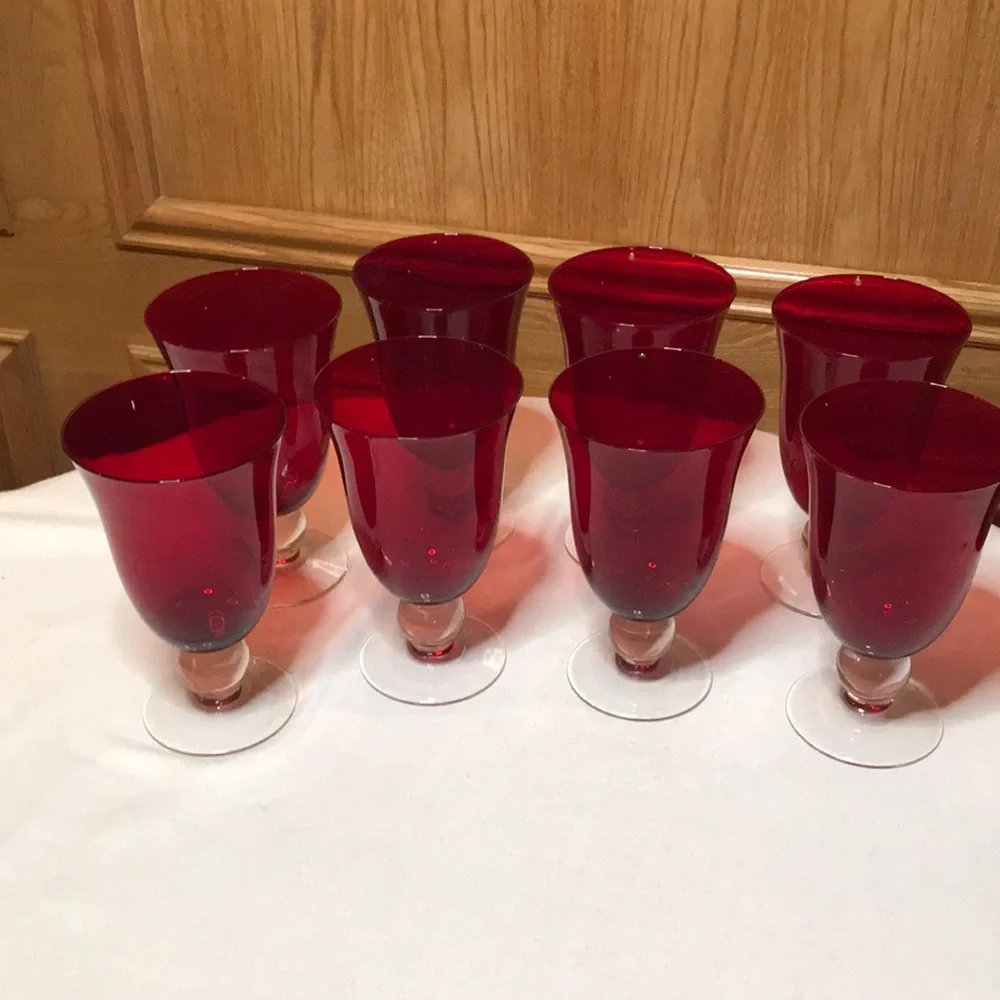 Lenox Holiday Gems Ruby Red Wine/Water Goblets - Set of 8 Vintage
